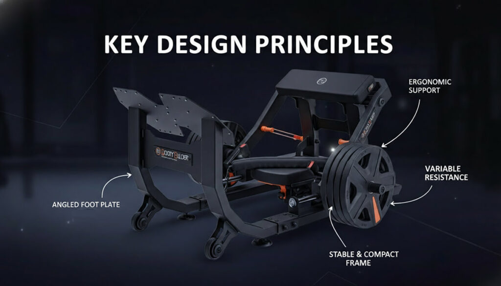 This image showcases how key design principles are essential when building a hip thrust machine
