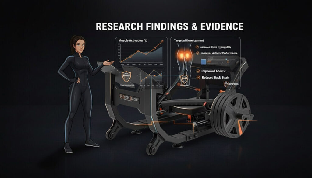 This image illustrates research findings and evidence in glute training